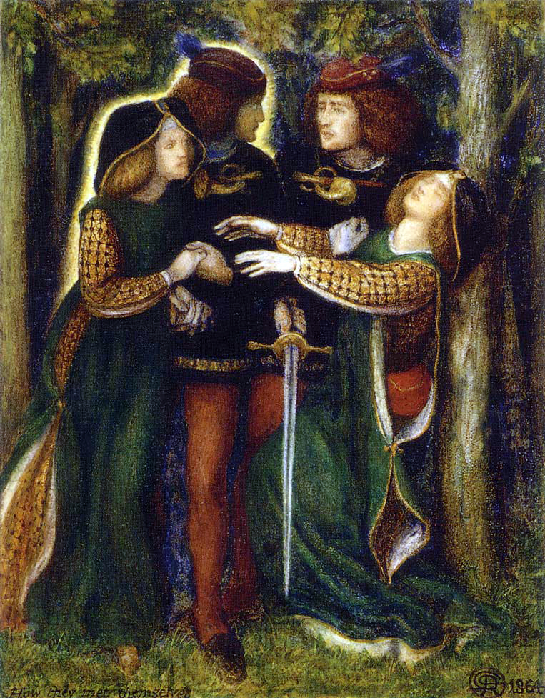 "How the met themselves", Rossetti (1864).