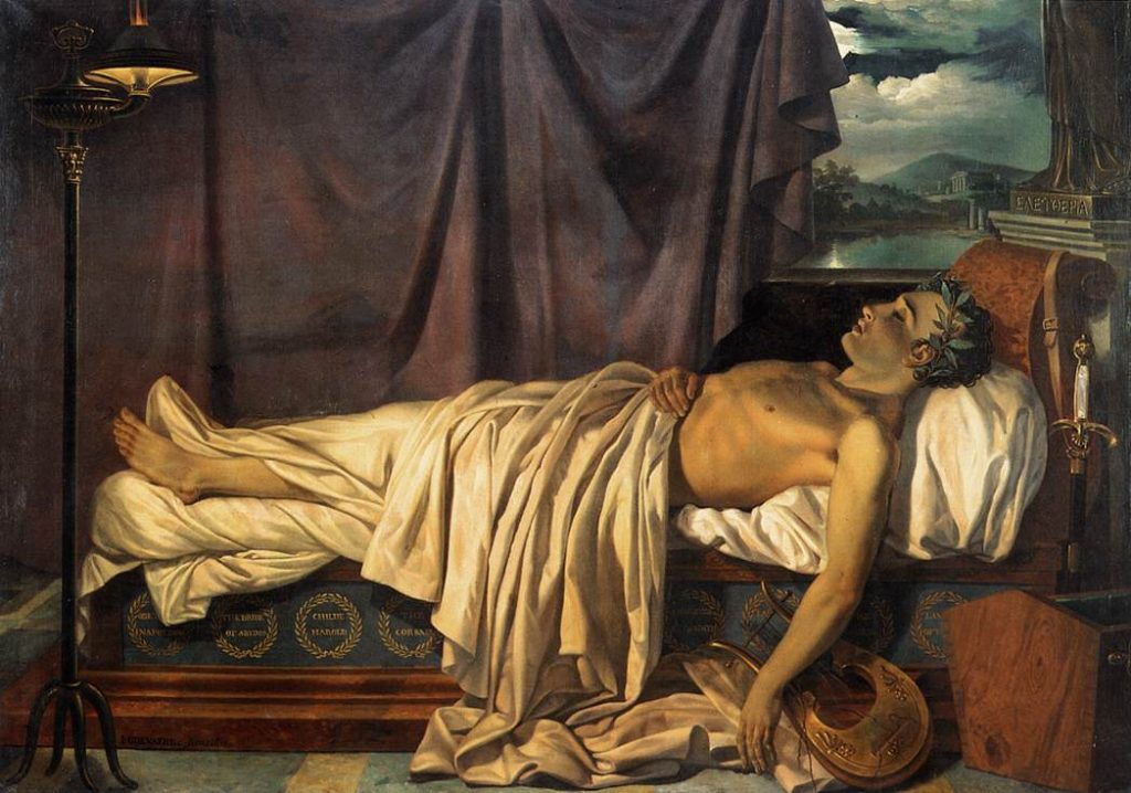 "Lord Byron on his death-bed", por Joseph Denis Odevaere (1826).